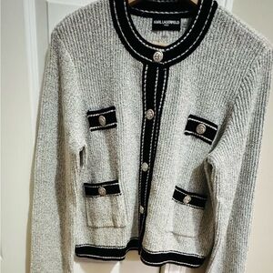 Karl Lagerfeld Black and Gray Knit Sweater - New without tag